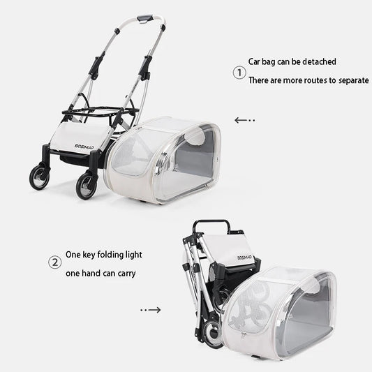 Fashionable Pet Four Wheeled Lightweight Foldable Separable Stroller - The Pet Reset