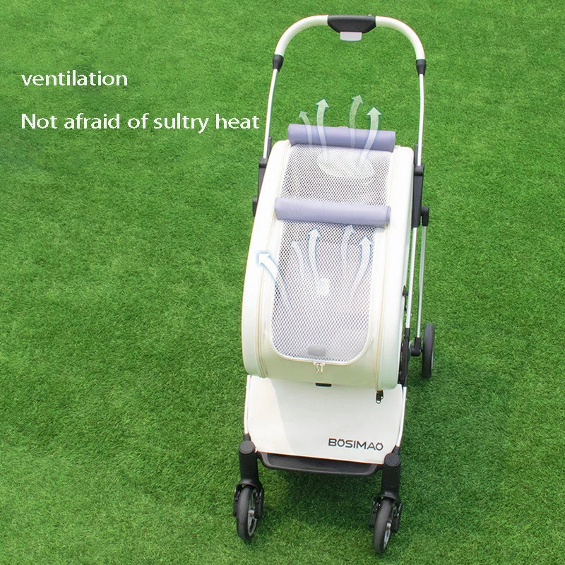 Fashionable Pet Four Wheeled Lightweight Foldable Separable Stroller - The Pet Reset