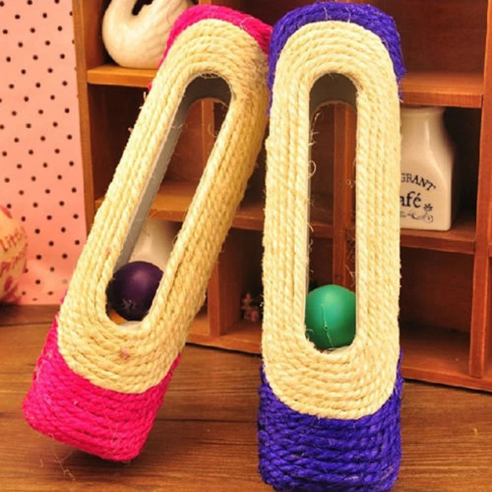 Sisal Scratching Post with Trapped Balls - The Pet Reset