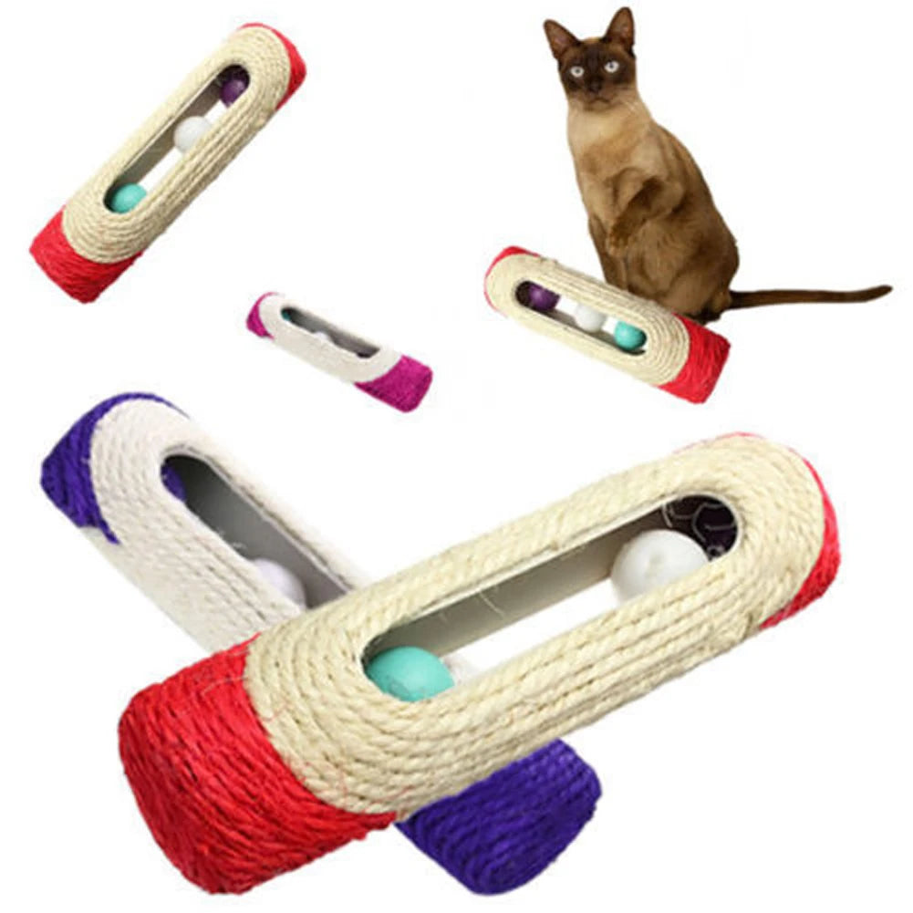Sisal Scratching Post with Trapped Balls - The Pet Reset