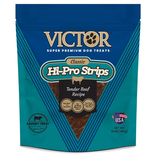 Victor Super Premium Dog Treats – Classic Hi-Pro Strips Dog Treats – Savory Dog Treats with Real Beef – Tender Beef Dog Treats for Active and Sporting Dogs 14 oz - The Pet Reset