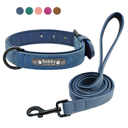 Personalized Leather Collar & Leash Set