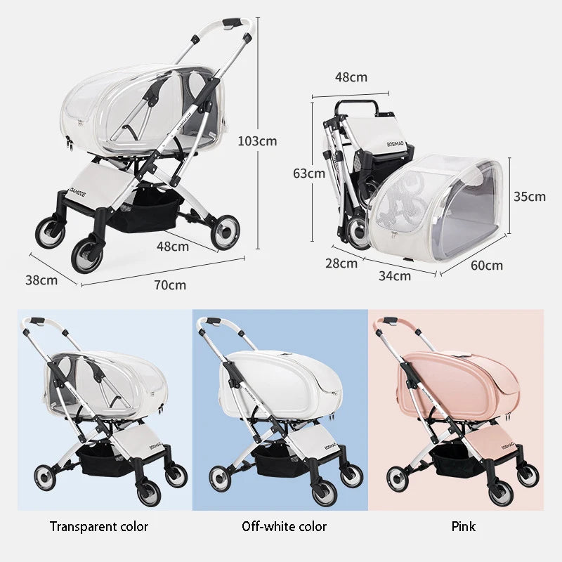 Fashionable Pet Four Wheeled Lightweight Foldable Separable Stroller