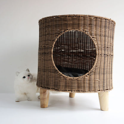 Cane Woven Cat Kennel - The Pet Reset