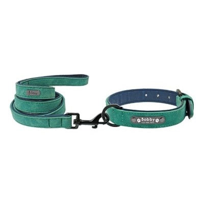 Personalized Leather Collar & Leash Set