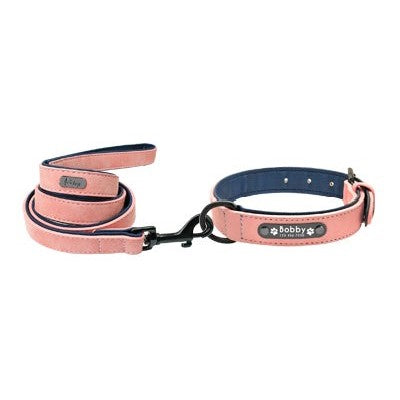 Personalized Leather Collar & Leash Set