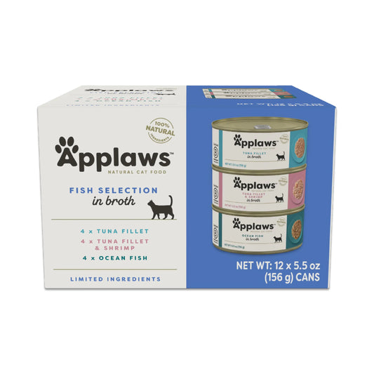Applaws Natural Wet Cat Food in Broth Variety Pack Made with Natural Ingredients  (12 x 5.5oz Cans) - The Pet Reset