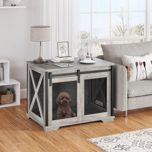 Modern Farmhouse Dog Crate with removable partition - The Pet Reset